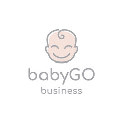 happy baby toddler babies outline vector logo design