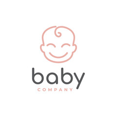happy baby toddler babies outline vector logo design