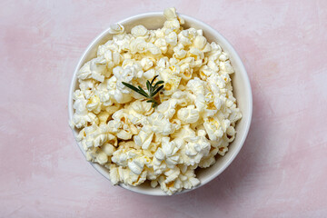 Homemade popcorn on on colorful backgrounds