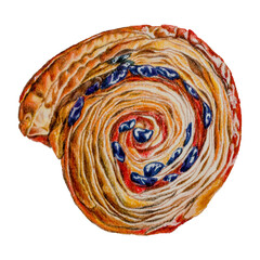 Hand Drawn Butter Bun with Blueberry