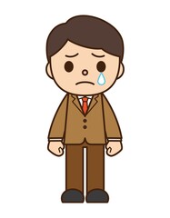 泣く スーツ 男性