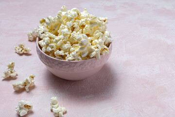 Homemade popcorn on on colorful backgrounds