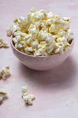Homemade popcorn on on colorful backgrounds