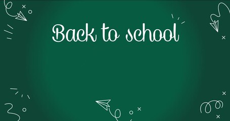 Colorful school sale animation with board and dart. Back to School typography - Powered by Adobe
