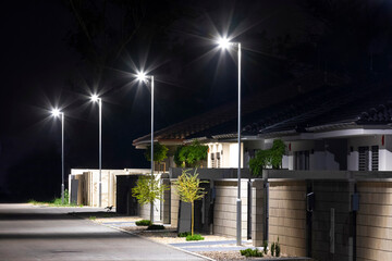 small street with bright led lighting - 391587778