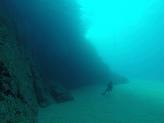 Fototapeta na wymiar view of a diver in the sea