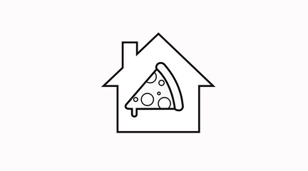Fototapeta premium Vector Isolated Illustration of a Pizza Slice in a House. Pizza Take Away Icon