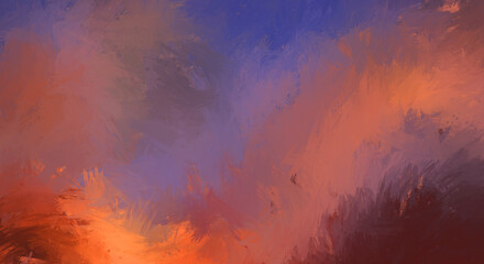 Painted composition with vibrant brush strokes. Textured colorful painting. Paint brushed wallpaper.