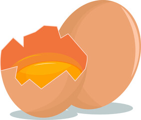 Cracked egg cartoon illustration vector