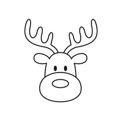 Christmas deer icon on white background.
