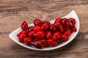 Sweet and ripe cornel berries