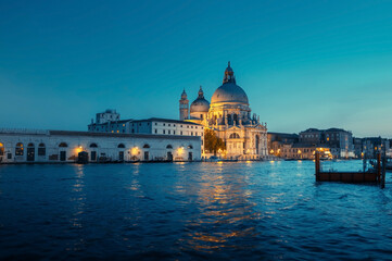 Fototapeta na wymiar Basilica Santa Maria della Salute in sunset time, Venice, Italy