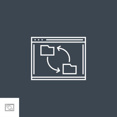 Synchronization Related Vector Thin Line Icon. Isolated on Black Background. Editable Stroke. Vector Illustration.