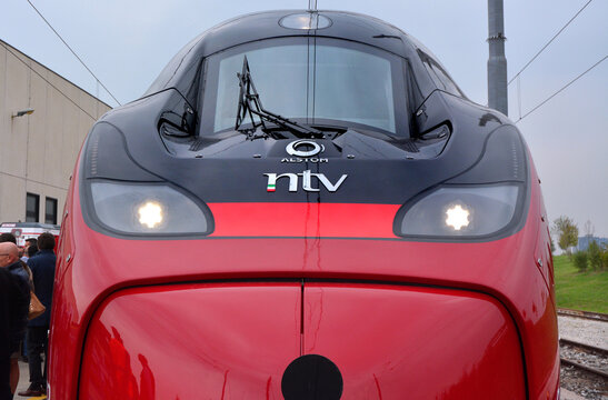 Milan, Italy-10/03/2017- inauguration of the new high-speed train of NTV, the Alstom ETR 675 Italo Evo