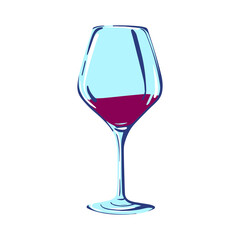 Glass of wine, Hand-drawn vector illustration. Element for menu design, printing