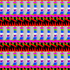 Decorative ornamental Berta's pattern with 3d effects  and stripes in abright colors