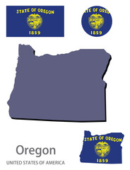 flag and silhouette of the state of Oregon