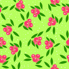 seamless pattern with berries and leaves