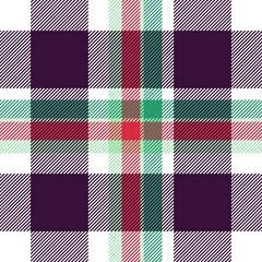 Tartan seamless plaid pattern illustration in red, green, purple and white combination for textile design