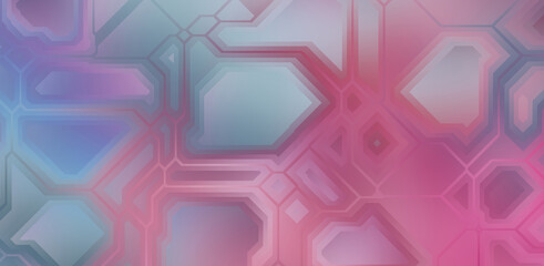 Layers of colorful and vibrant geometrical shapes. Digital illustration of a tech layout. Futuristic design template.