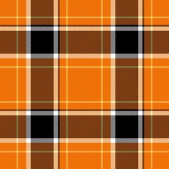 Tartan seamless plaid pattern illustration in black, yellow, orange and white combination