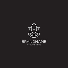 Fototapeta premium Line art lotus logo designs. logo for beauty spa salon cosmetics brand linear style