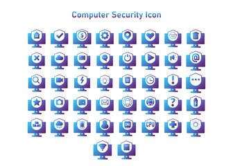 computer security icon.  Concept of security and protection. gradient style Vector illustration, vector icon concept.