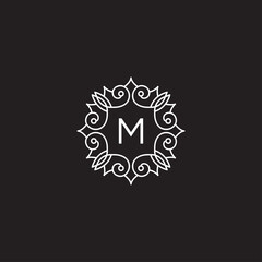 Initials m, logo template with a golden style color for the company