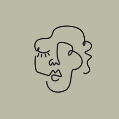 face line illustration logo design drawing