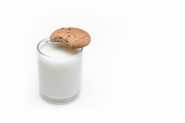 Light breakfast. Cookies with milk.Place for text