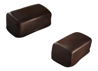Rectangular bar shaped chocolate candy. Vector realistic 3d illustration. Glazed curd russian dessert sweet cream dairy product isolated on White