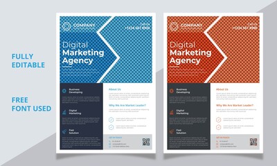 Colorful abstract Corporate Business Flyer Template, Digital marketing agency flyer template