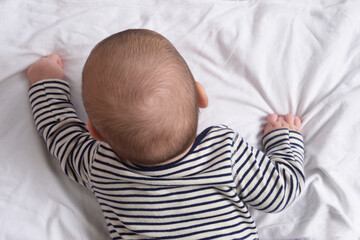 top view of a crawling baby