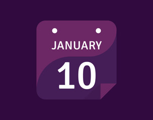 10 January, January 10 icon Single Day Calendar Vector illustration