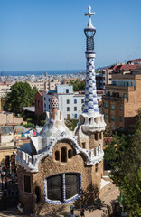 Fototapeta na wymiar View across Barcelona from Parc Guell