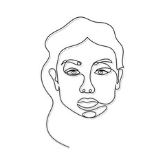 line woman face with a mouth over a white background