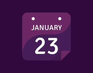 23 January, January 23 icon Single Day Calendar Vector illustration