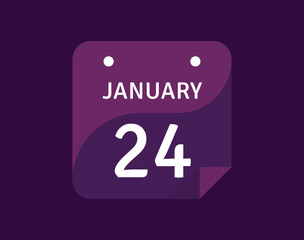 24 January, January 24 icon Single Day Calendar Vector illustration