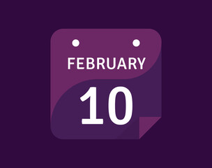 10 February, February 10 icon Single Day Calendar Vector illustration