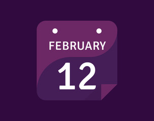 12 February, February 12 icon Single Day Calendar Vector illustration