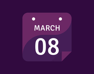8 March, March 8 icon Single Day Calendar Vector illustration