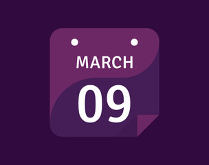 9 March, March 9 icon Single Day Calendar Vector illustration