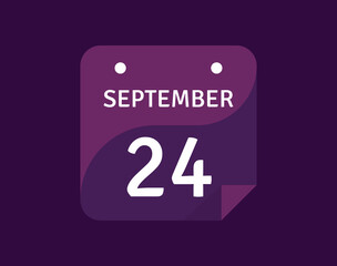 24 September, September 24 icon Single Day Calendar Vector illustration