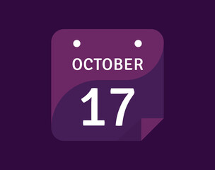 Fototapeta premium 17 October, October 17 icon Single Day Calendar Vector illustration