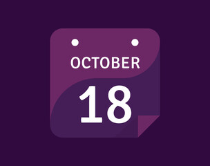 18 October, October 18 icon Single Day Calendar Vector illustration