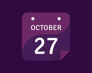 27 October, October 27 icon Single Day Calendar Vector illustration