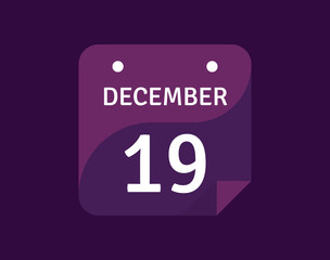 19 December, December 19 icon Single Day Calendar Vector illustration