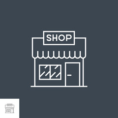 Store Related Vector Thin Line Icon. Isolated on Black Background. Editable Stroke. Vector Illustration.
