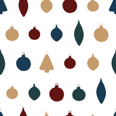 Bright New Year's pattern. A seamless background from the silhouettes of Christmas toys.
