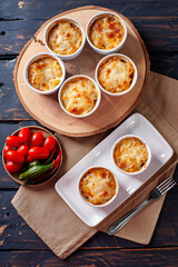 .Shepherd's pie. Typical Brazilian food. Made from potatoes and meat. Top view